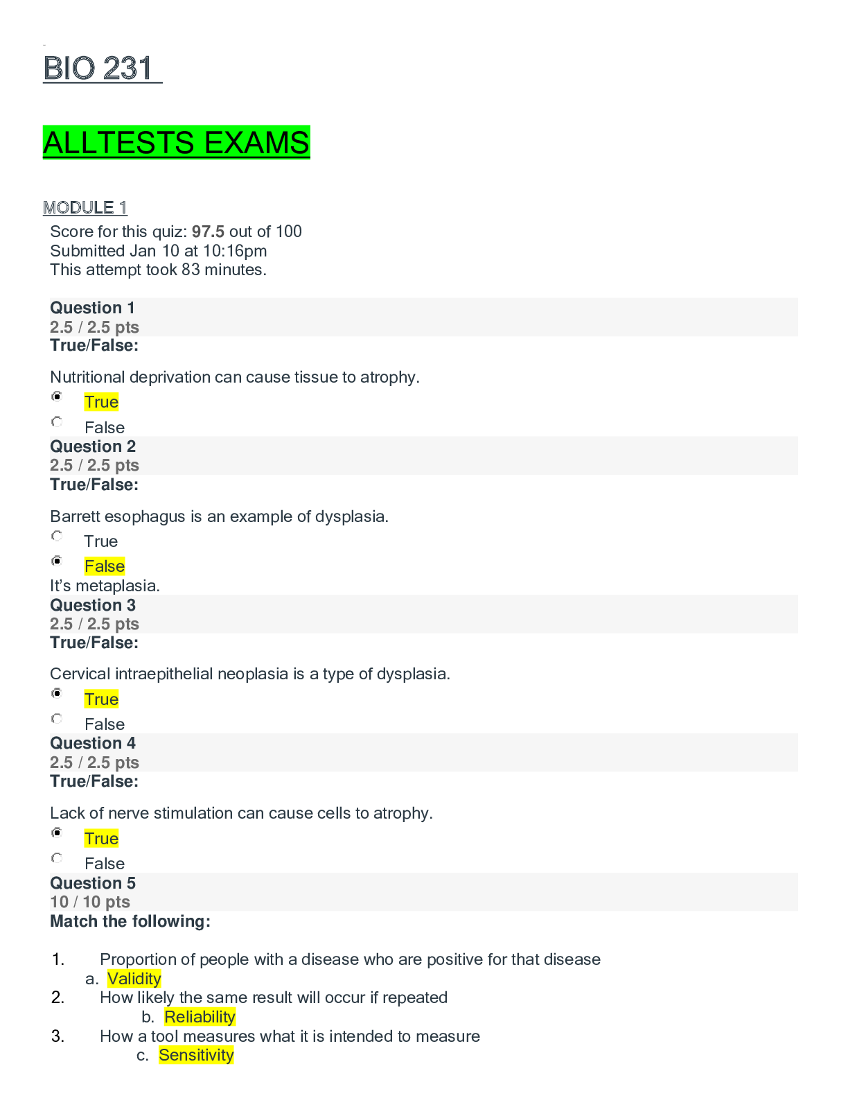 Preview image for BIO 231 ALL TEST MODULE 1-10 EXAM QUESTIONS AND ANSWERS ALL IN ONE COMPLETE DOCUMENT
